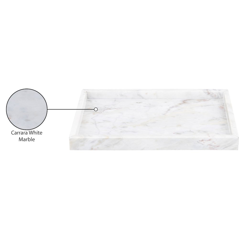 Barletta White Rectangular Marble Tray