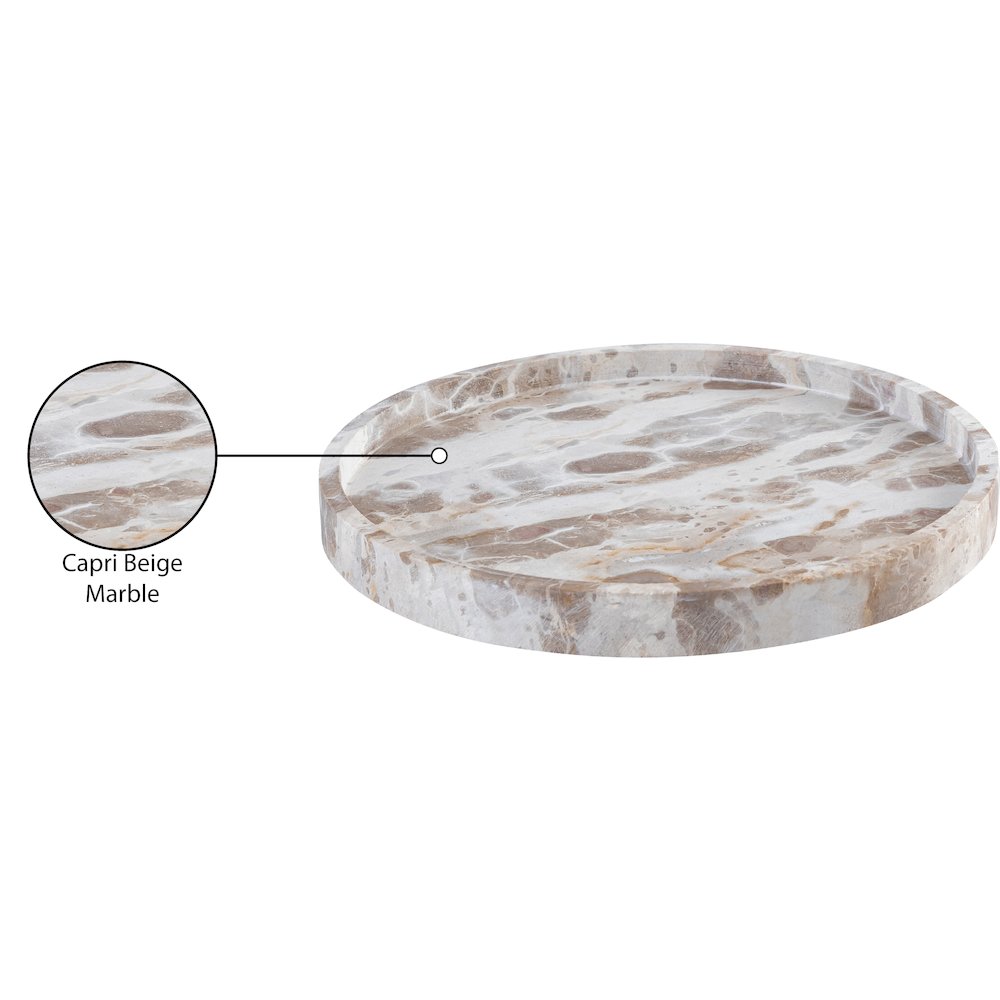 Barletta Beige Round Marble Tray