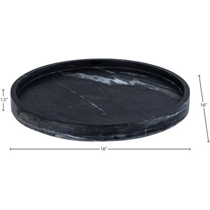 Barletta Black Round Marble Tray