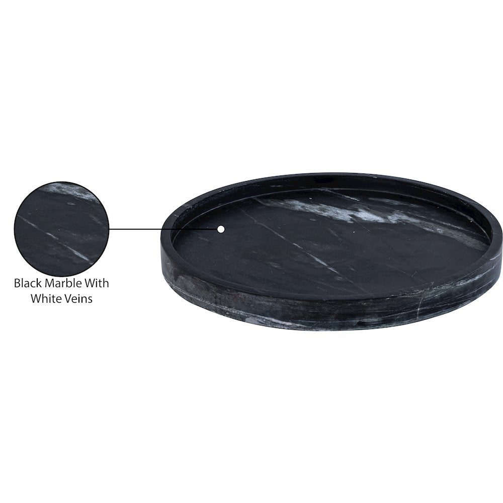 Barletta Black Round Marble Tray