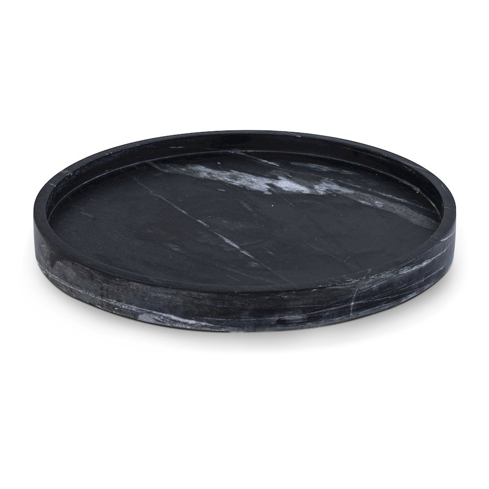 Barletta Black Round Marble Tray