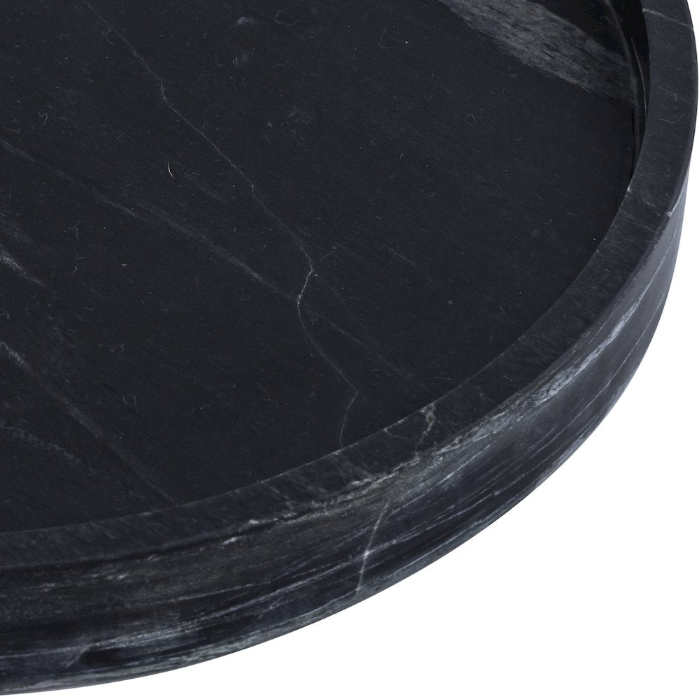 Barletta Black Round Marble Tray