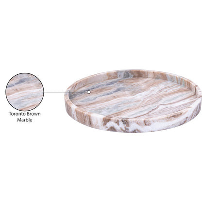 Barletta Brown Round Marble Tray