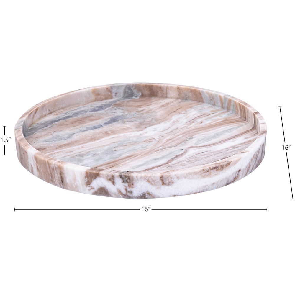 Barletta Brown Round Marble Tray