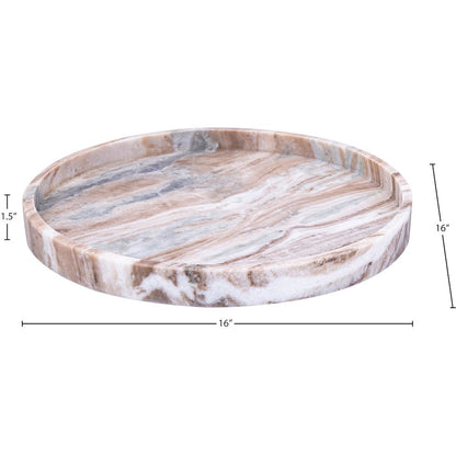 Barletta Brown Round Marble Tray