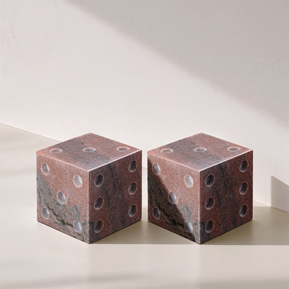 Dice Pink Marble Decorative Dice