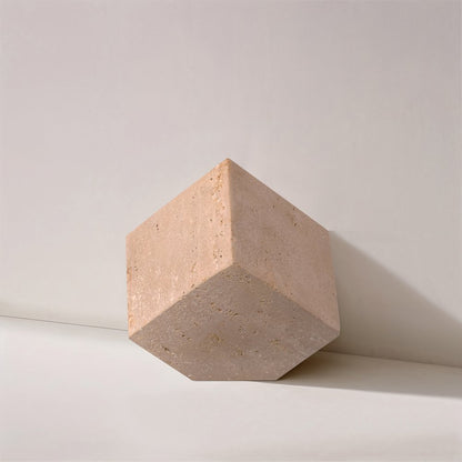 Block Beige Travertine Decorative Cube