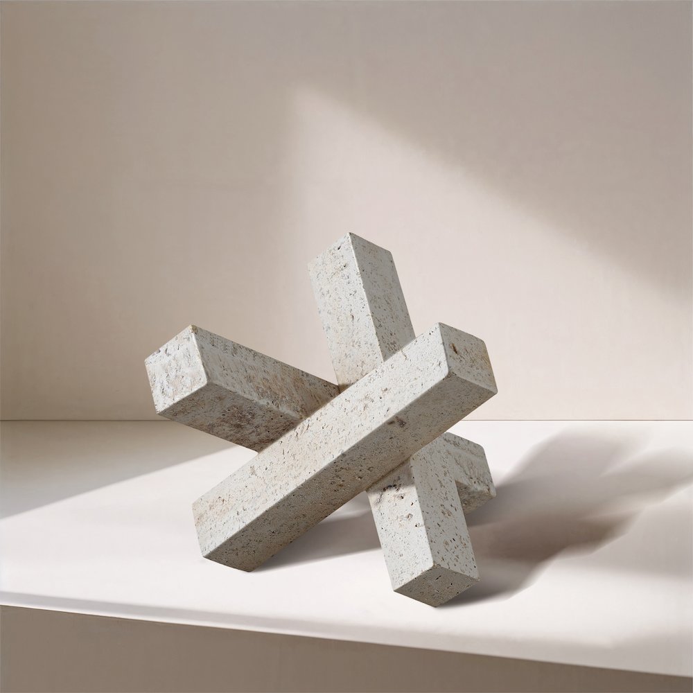 Stix Beige Travertine Decorative Object