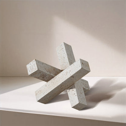 Stix Beige Travertine Decorative Object