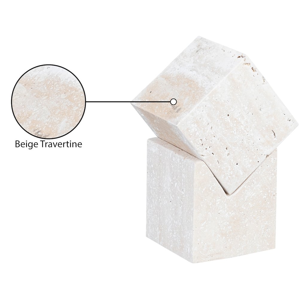 Quad Beige Travertine Decorative Cube