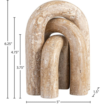 Arco Beige Travertine 3pc. Decorative Object