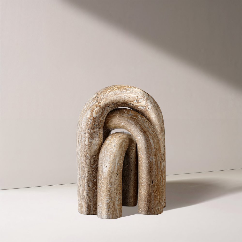 Arco Beige Travertine 3pc. Decorative Object