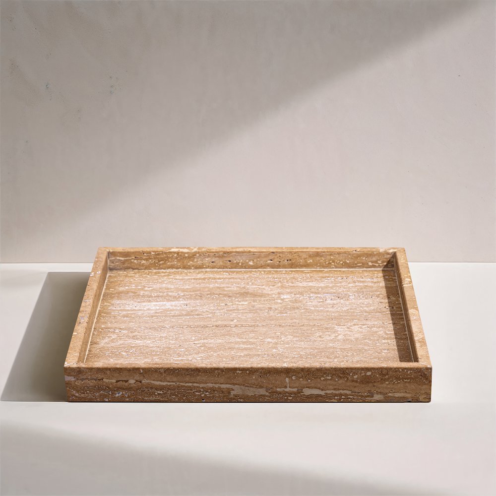 Barletta Beige Square Travertine Tray