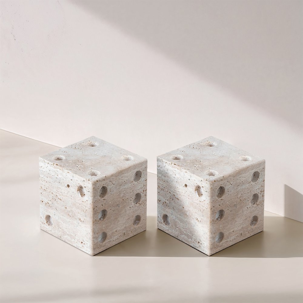 Dice Beige Travertine Decorative Dice