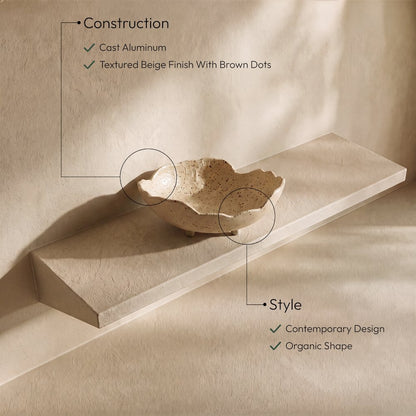 Calyx Beige Aluminum Decorative Bowl