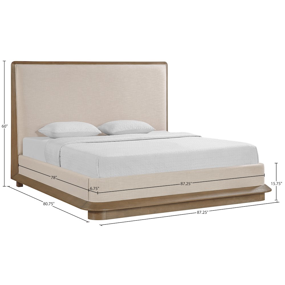 Adagio Brown Fabric Upholstered King Bed (3 Boxes)