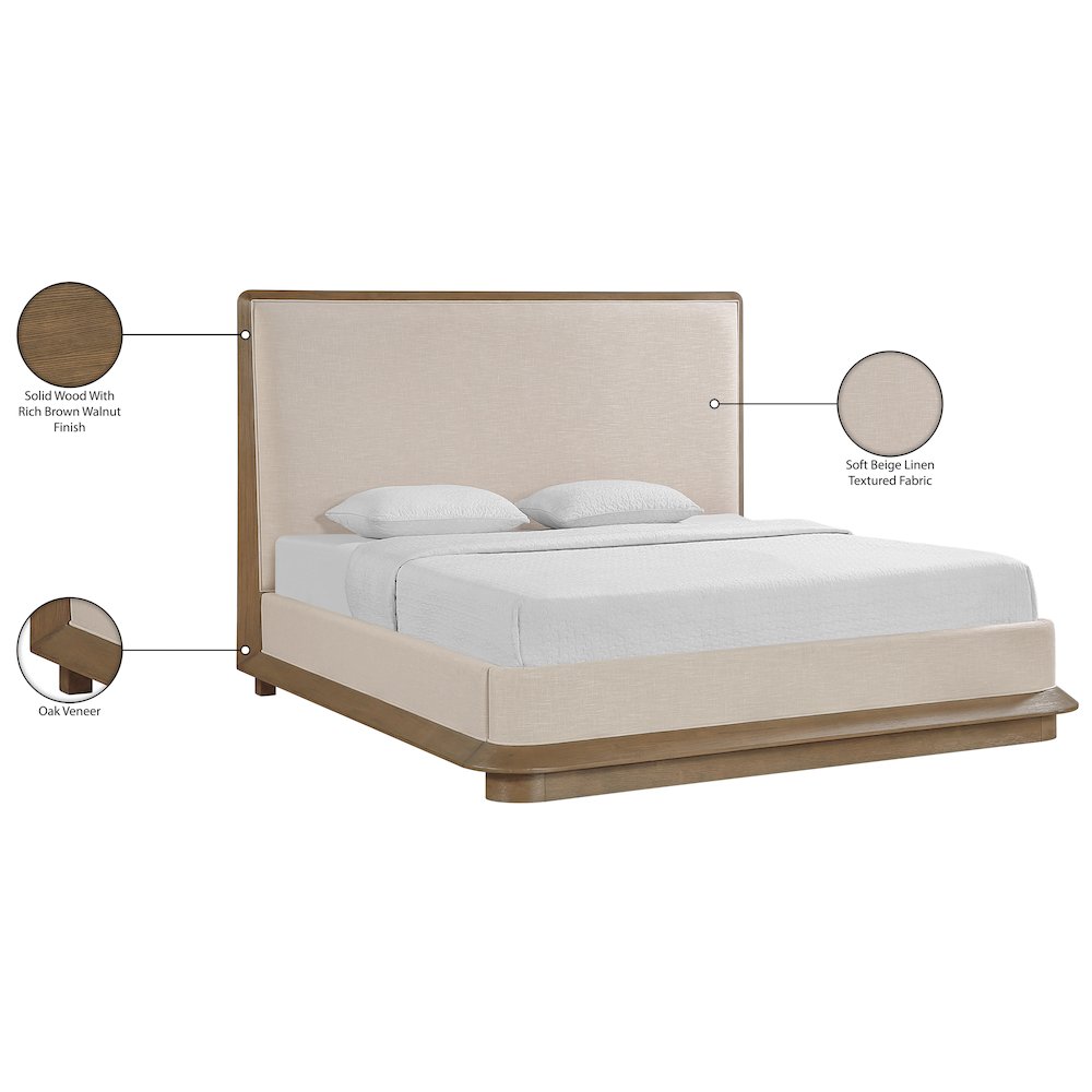 Adagio Brown Fabric Upholstered King Bed (3 Boxes)