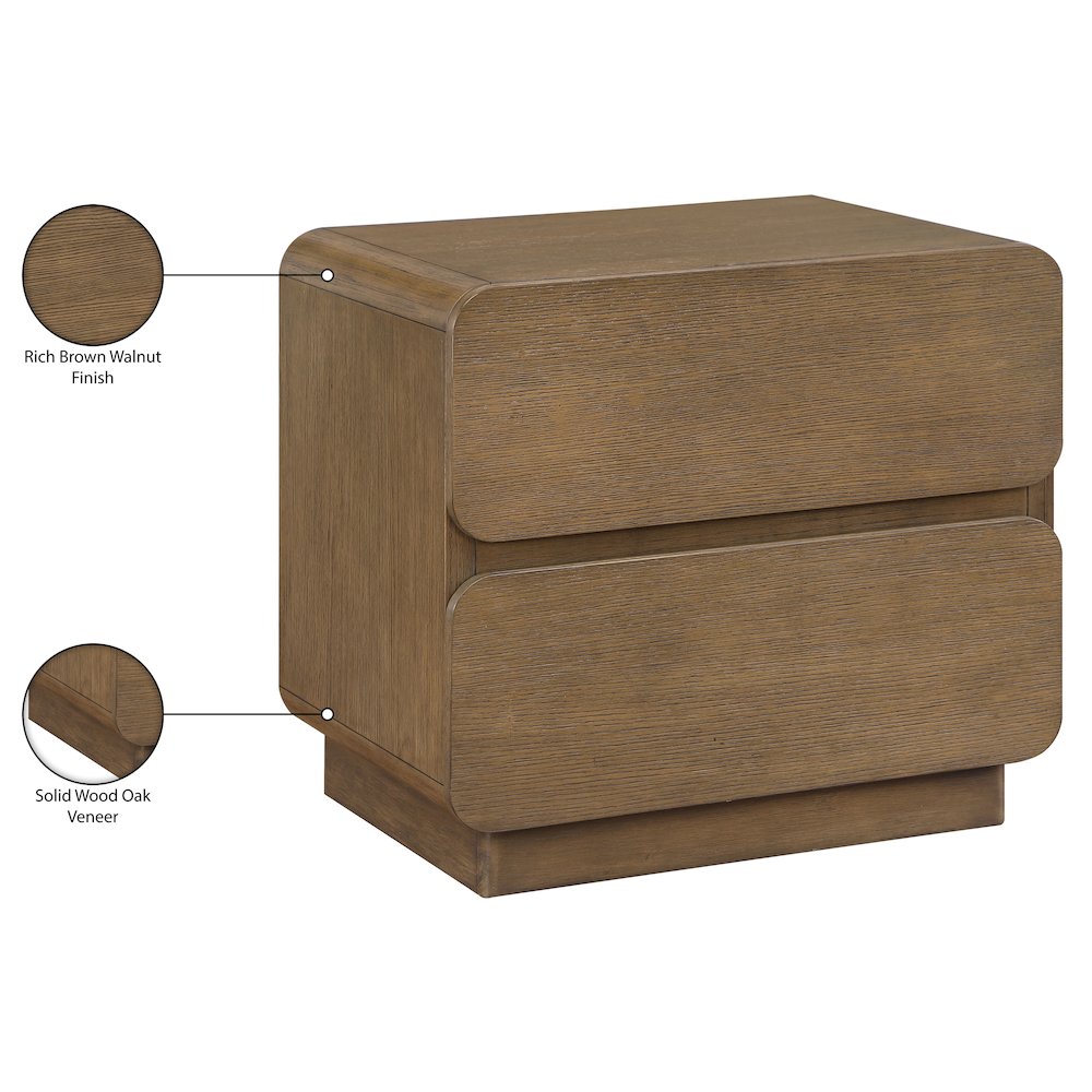 Adagio Brown Solid Wood And Oak Veneer Nightstand