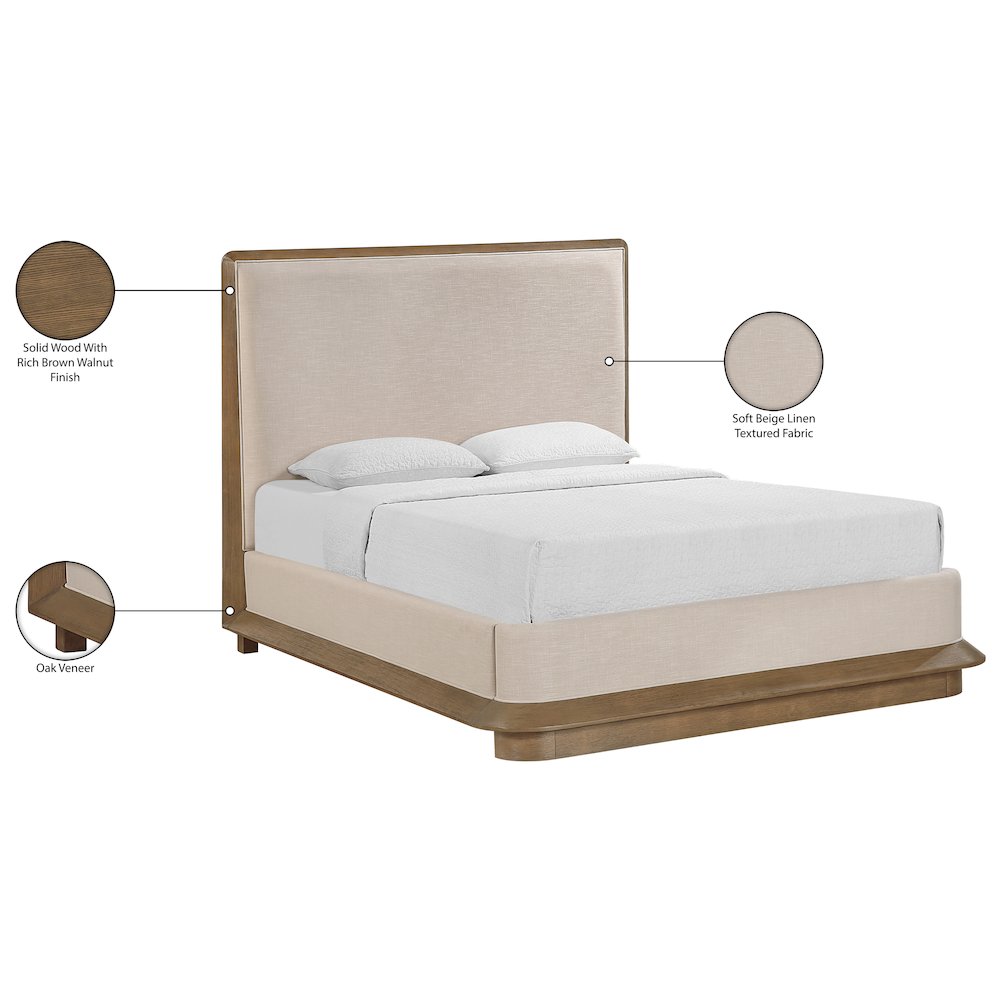 Adagio Brown Fabric Upholstered Queen Bed (3 Boxes)