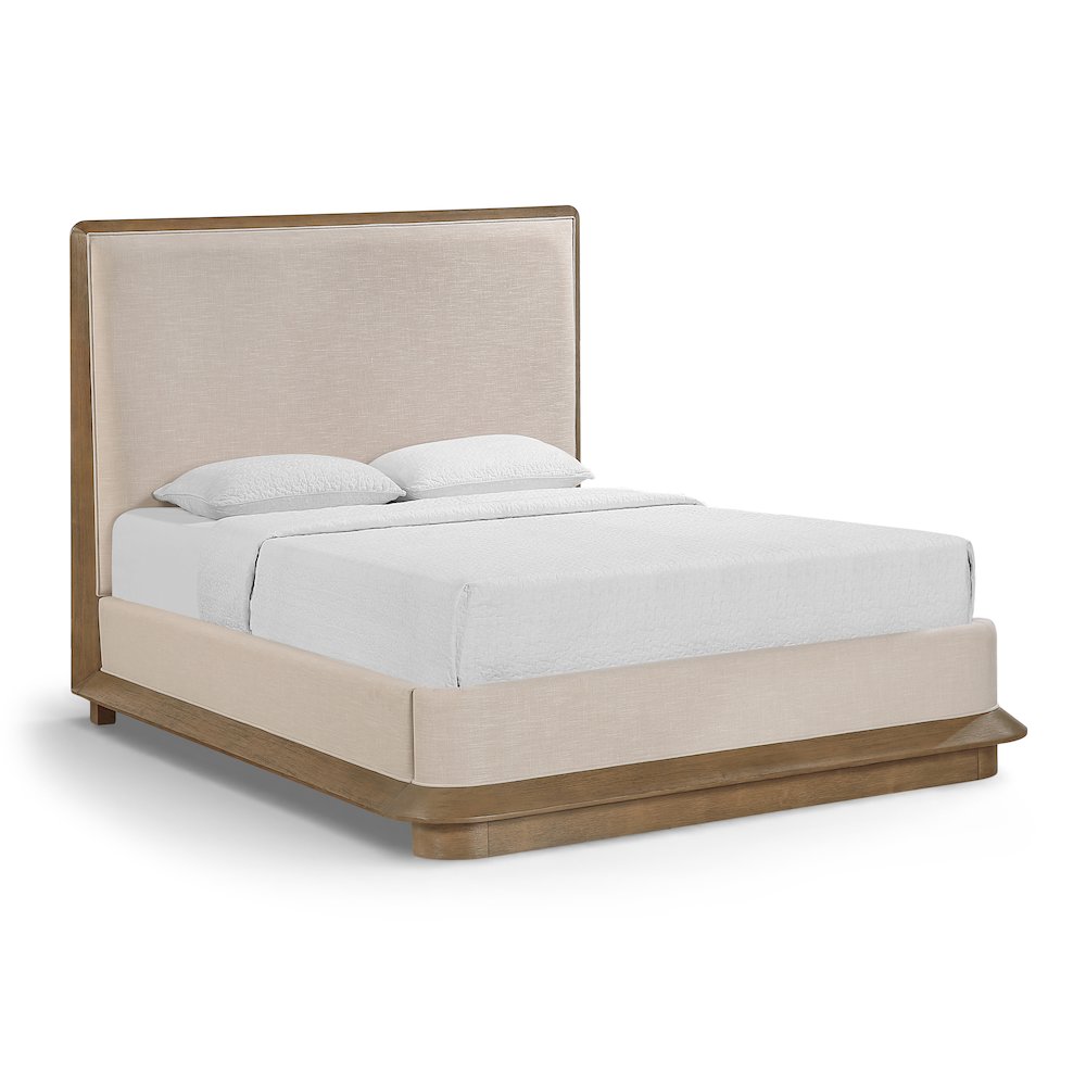 Adagio Brown Fabric Upholstered Queen Bed (3 Boxes)
