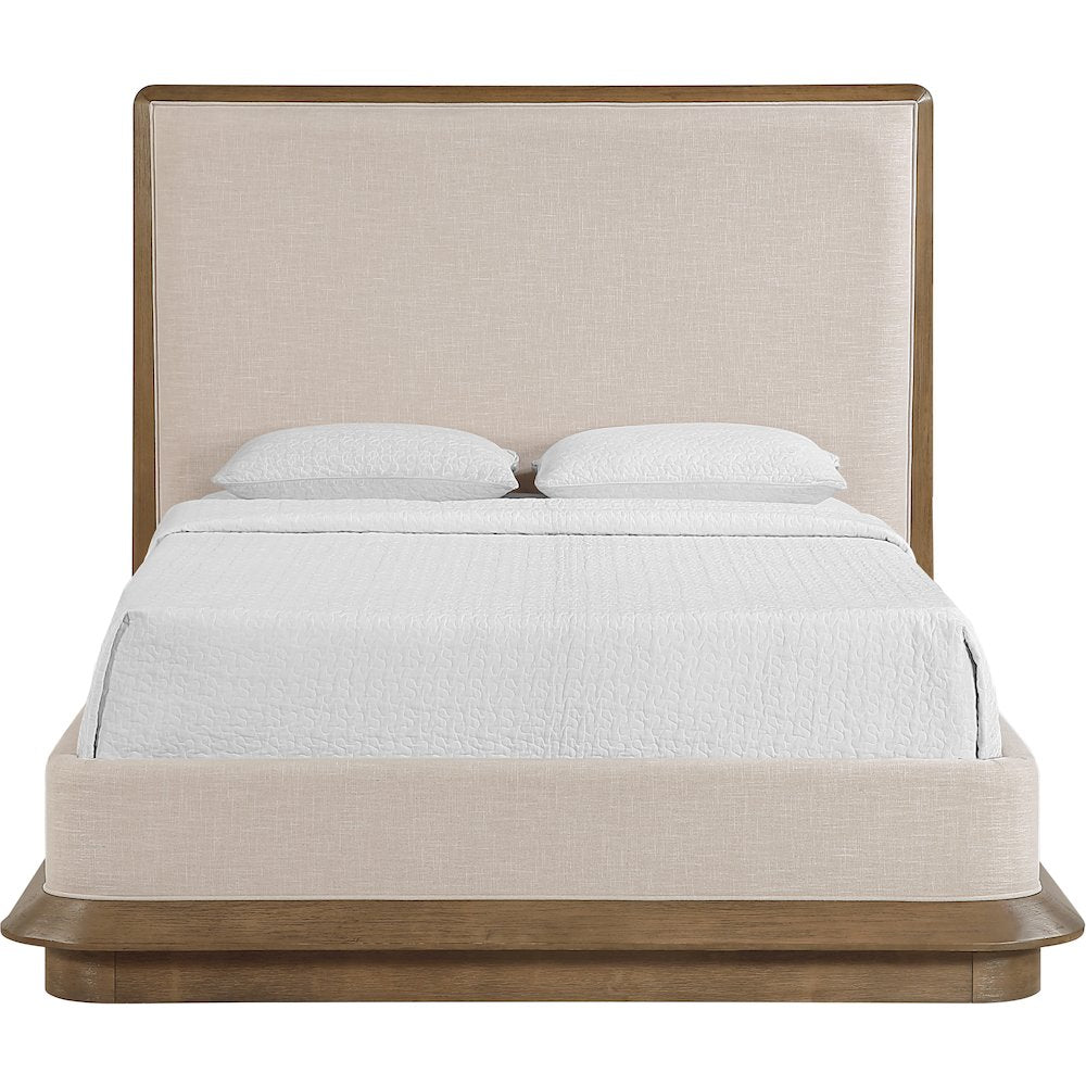 Adagio Brown Fabric Upholstered Queen Bed (3 Boxes)