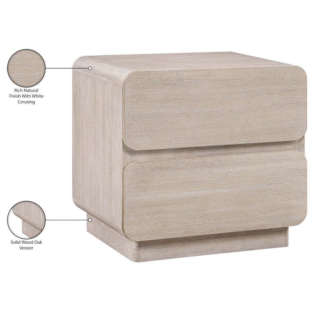Adagio Natural Solid Wood And Oak Veneer Nightstand