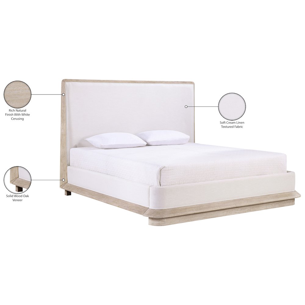 Adagio Natural Fabric Upholstered Queen Bed (3 Boxes)