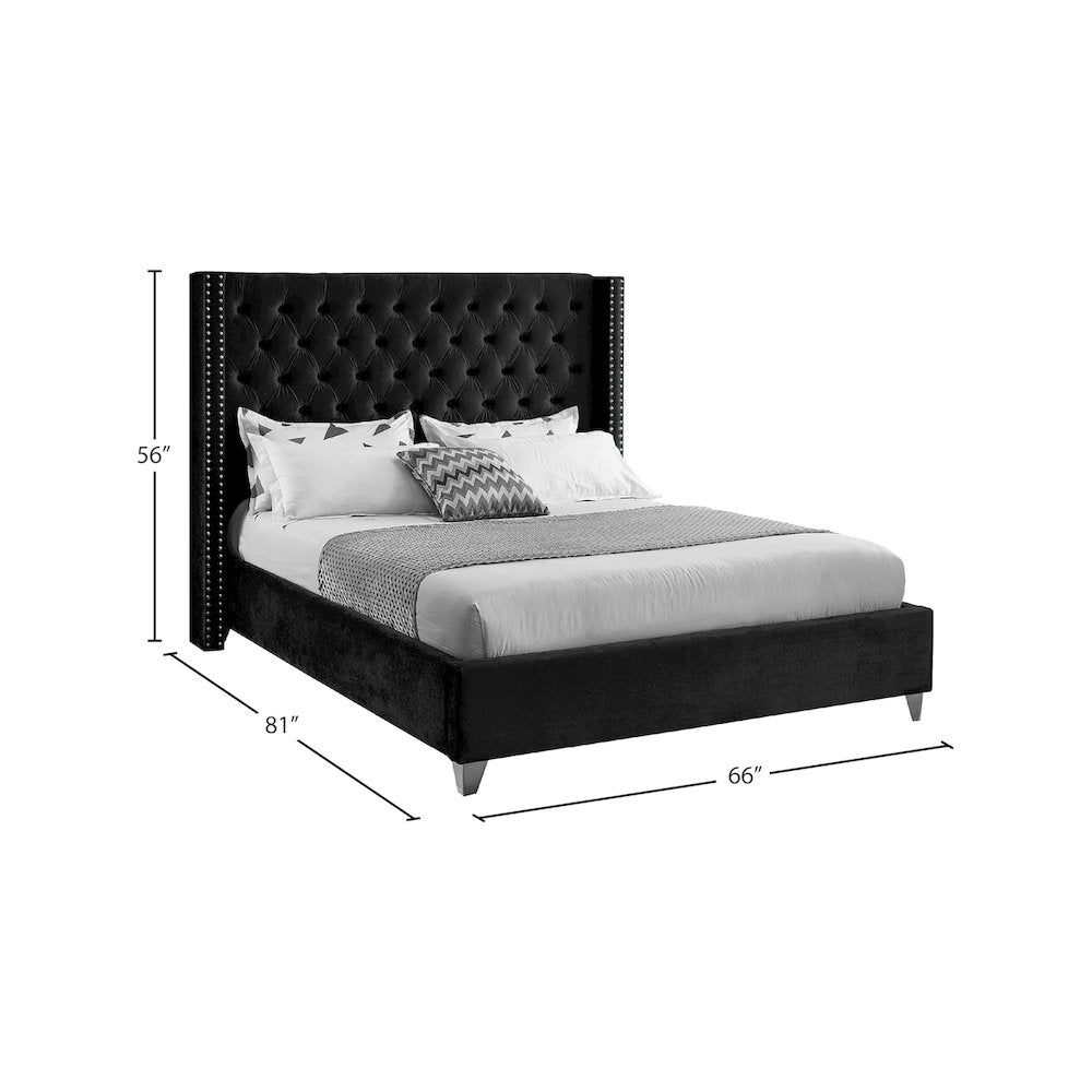 Aiden Black Velvet Full Bed