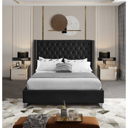 Aiden Black Velvet Full Bed