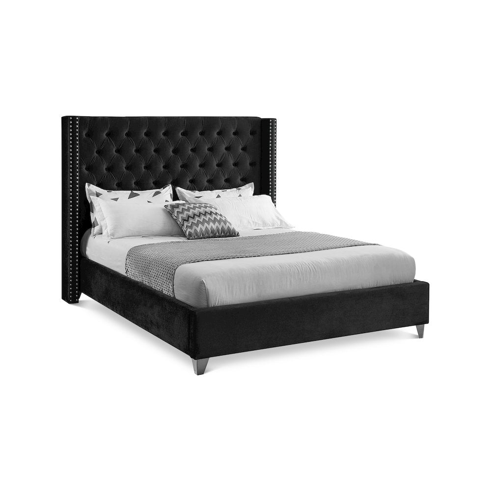 Aiden Black Velvet King Bed
