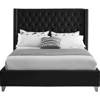 Aiden Black Velvet King Bed
