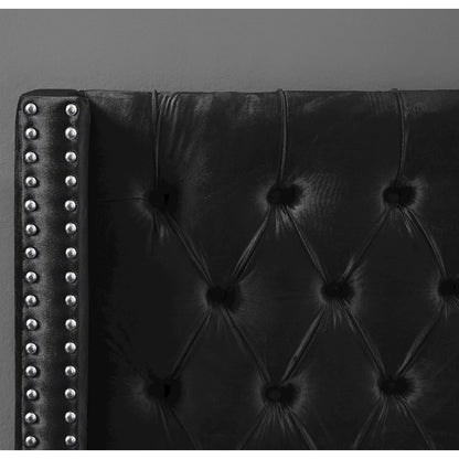 Aiden Black Velvet Twin Bed