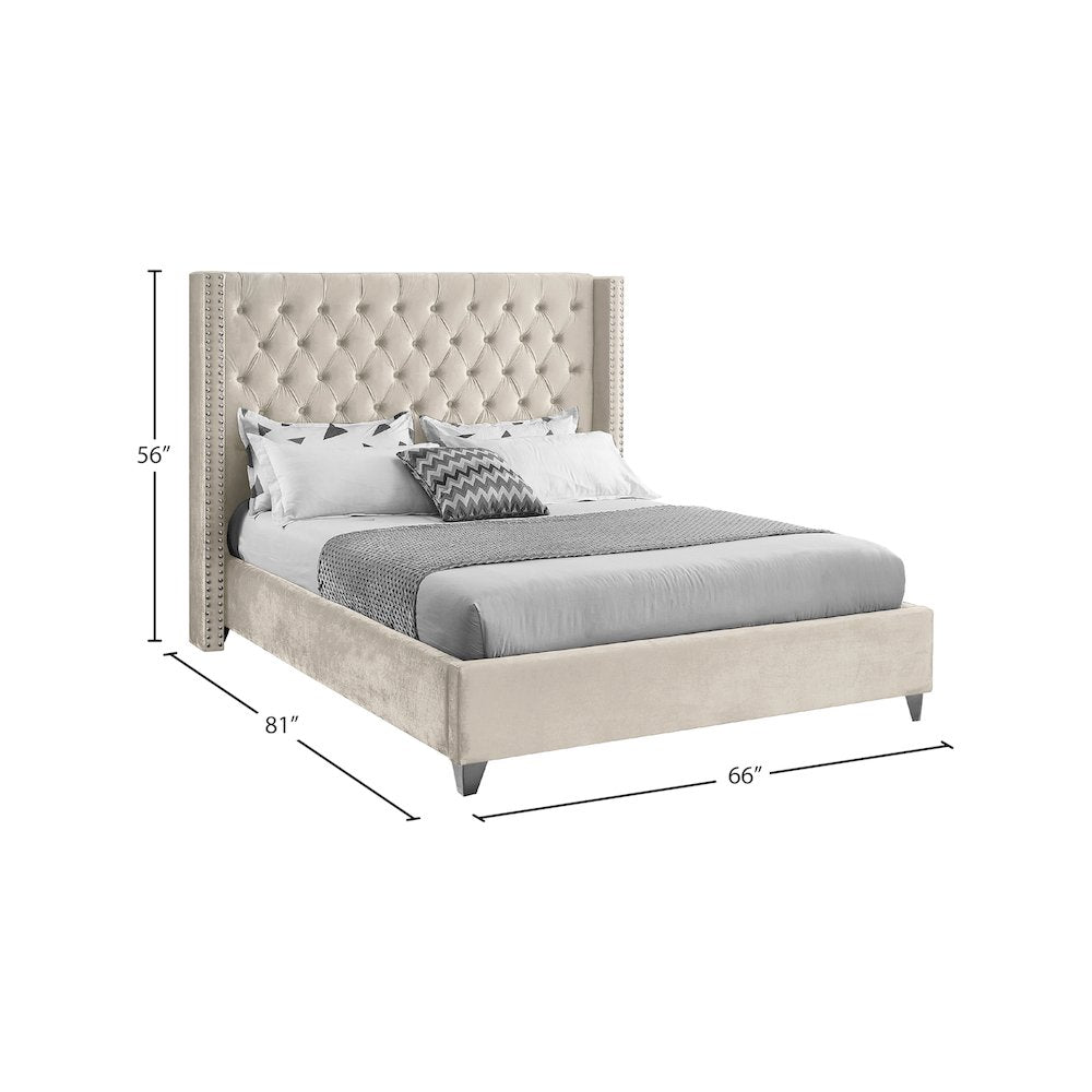 Aiden Cream Velvet Full Bed
