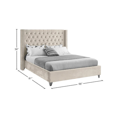 Aiden Cream Velvet Full Bed
