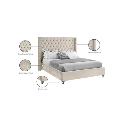 Aiden Cream Velvet Full Bed