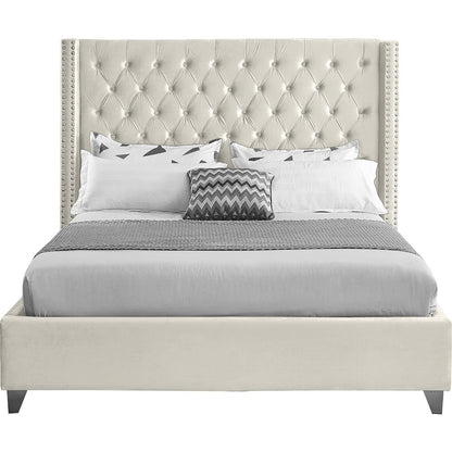 Aiden Cream Velvet Full Bed