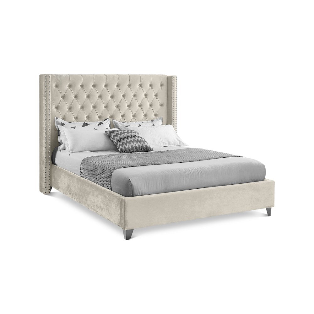 Aiden Cream Velvet King Bed