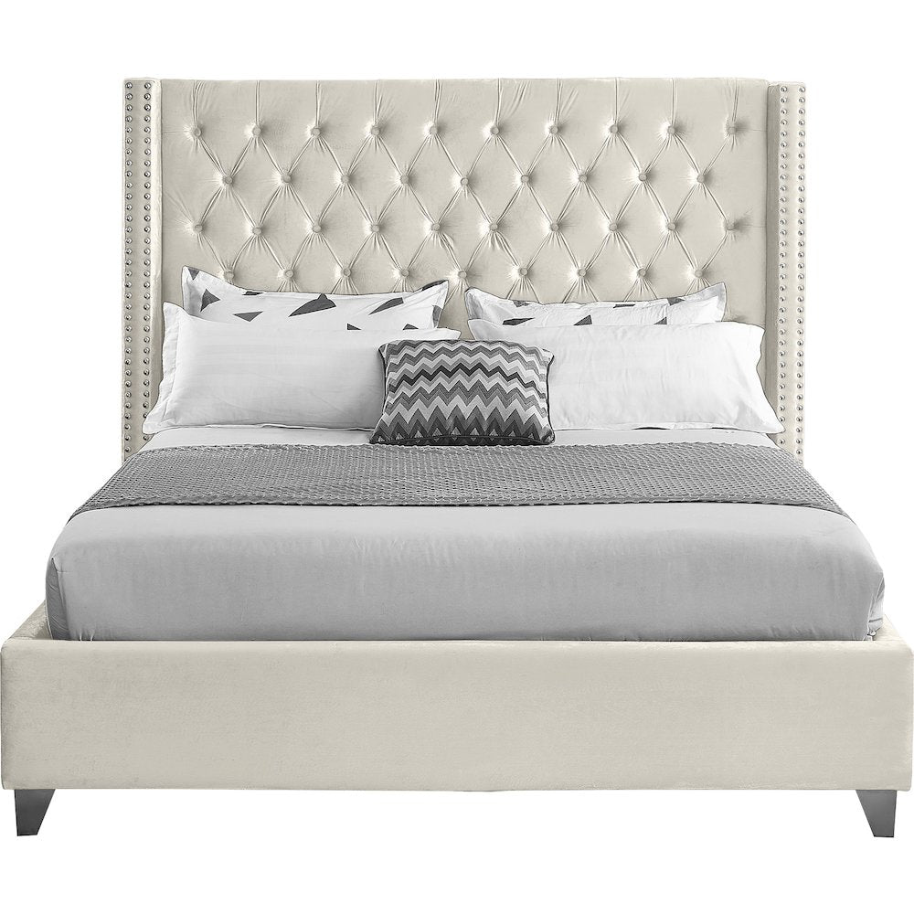 Aiden Cream Velvet King Bed