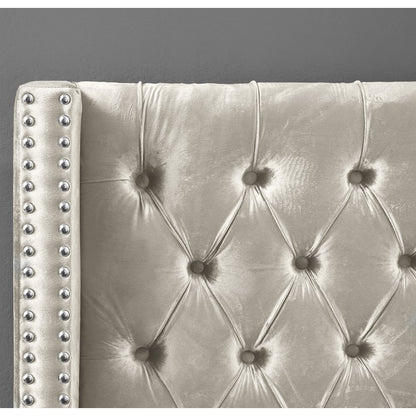 Aiden Cream Velvet Twin Bed