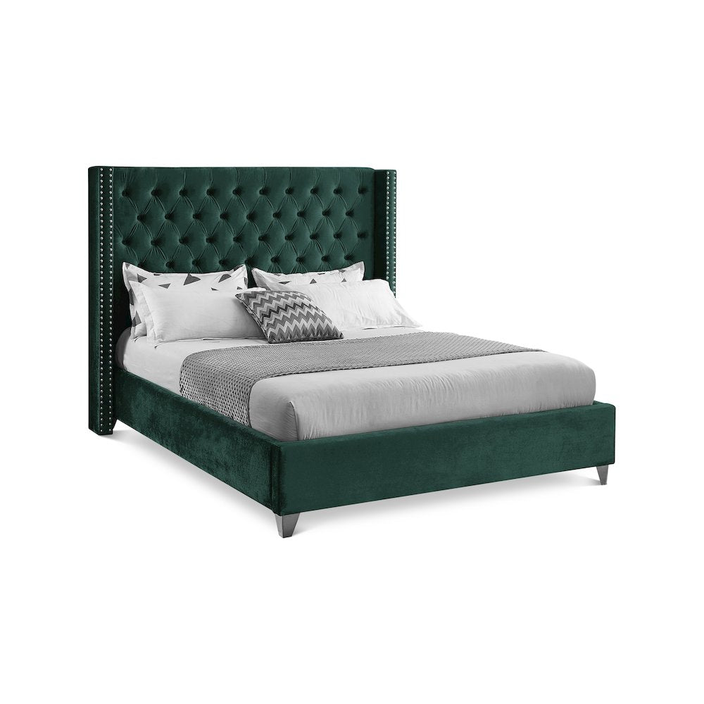 Aiden Green Velvet Full Bed