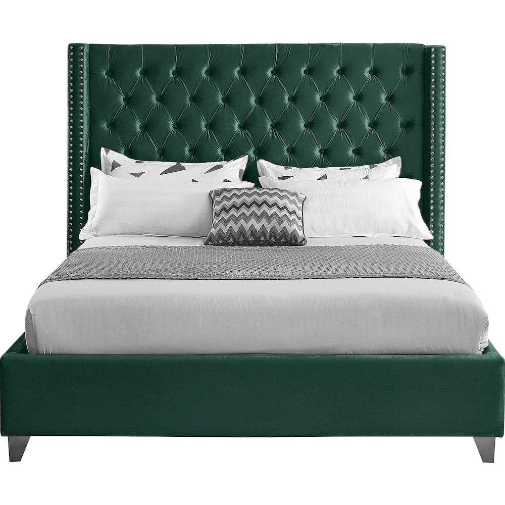 Aiden Green Velvet Full Bed