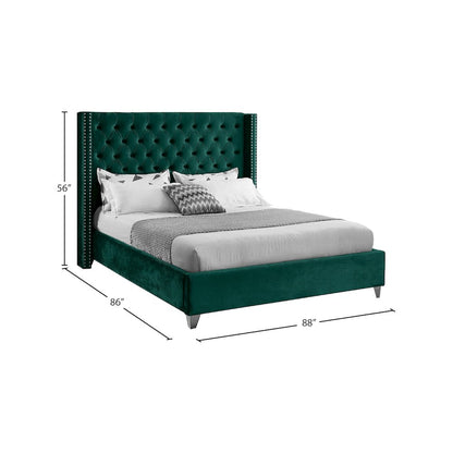 Aiden Green Velvet King Bed