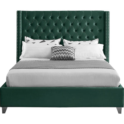 Aiden Green Velvet Queen Bed