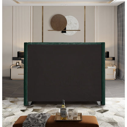 Aiden Green Velvet Queen Bed