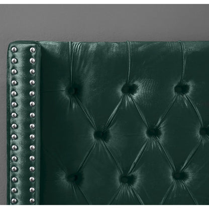 Aiden Green Velvet Twin Bed