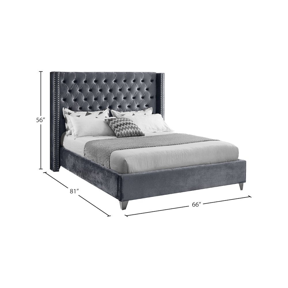 Aiden Grey Velvet Full Bed