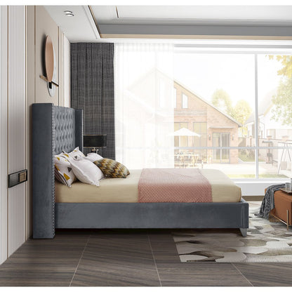 Aiden Grey Velvet Full Bed