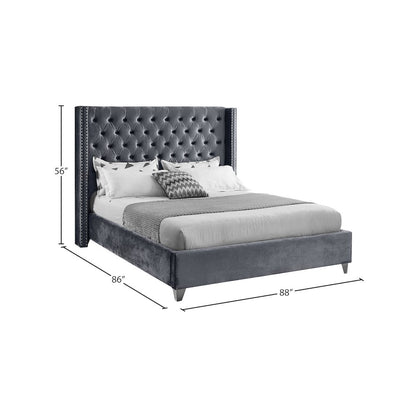 Aiden Grey Velvet King Bed