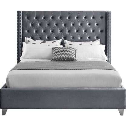 Aiden Grey Velvet King Bed