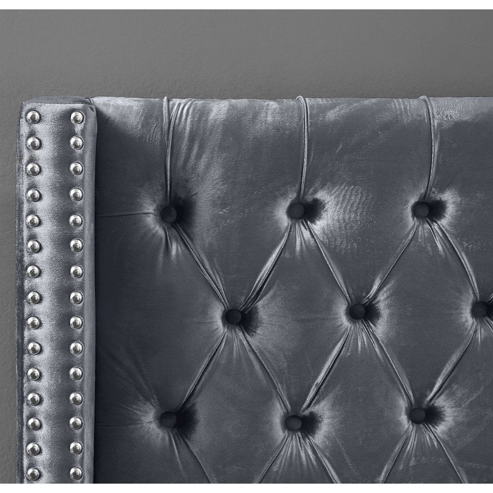 Aiden Grey Velvet King Bed